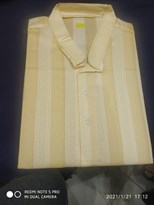 WHITE AND LIGHT BROWN STRIPED MANGALAM COTTON PANJABI