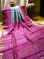 ZARI BORDER TASSAR HAND PAINT SAREE1